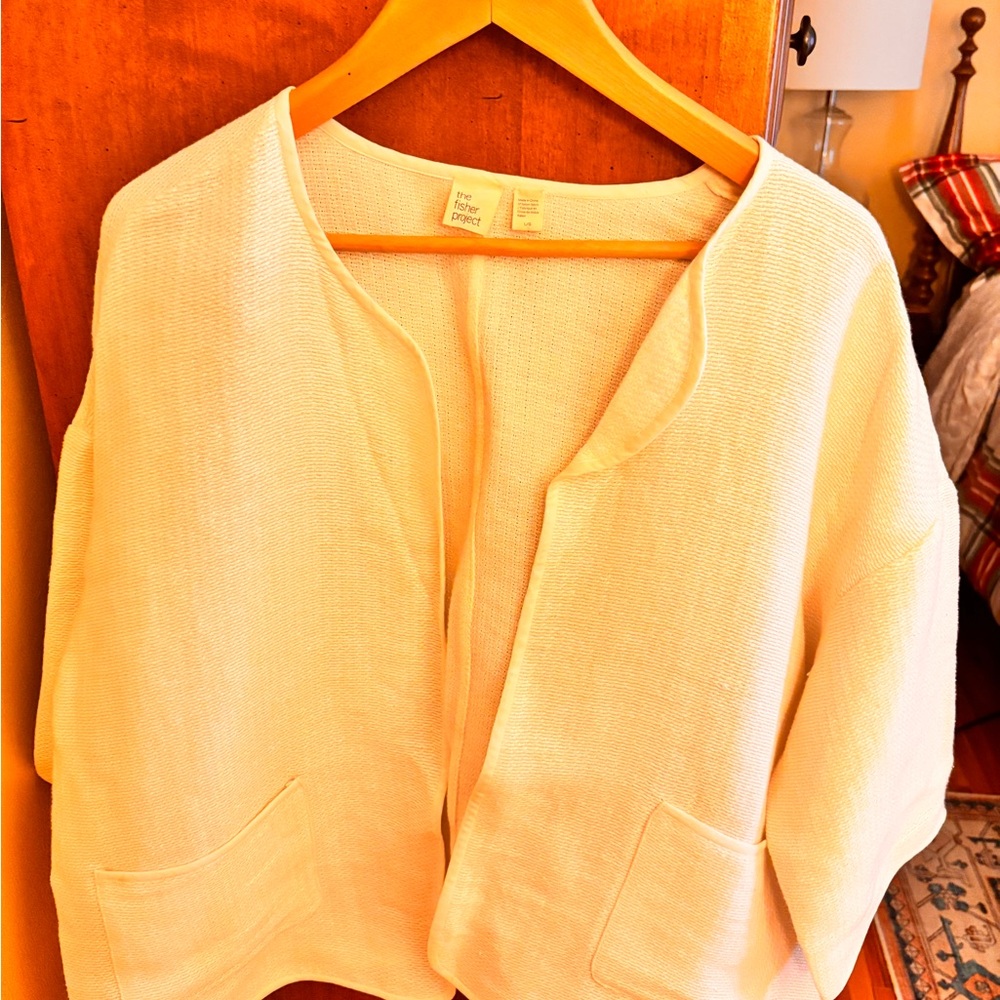 Eileen Fisher 
White Open Front Cardigan